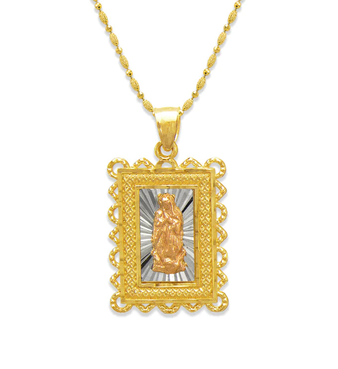 14k Gold 3 Tone Virgin Mary Pendant (pendant only)