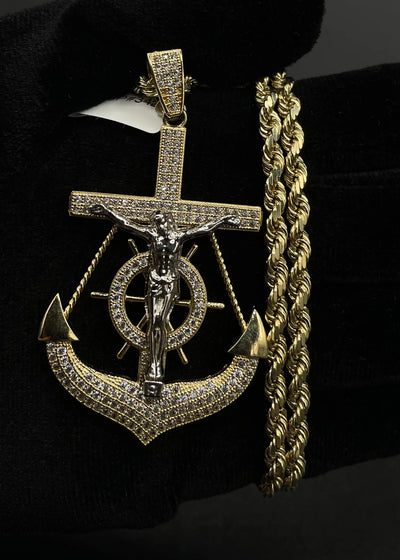 14k Gold Anchor Pendant or Chain set (BSP342)