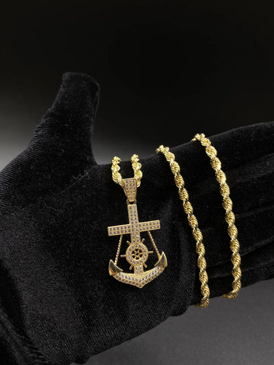 14k Gold Anchor Pendant or Chain set (BSP79)