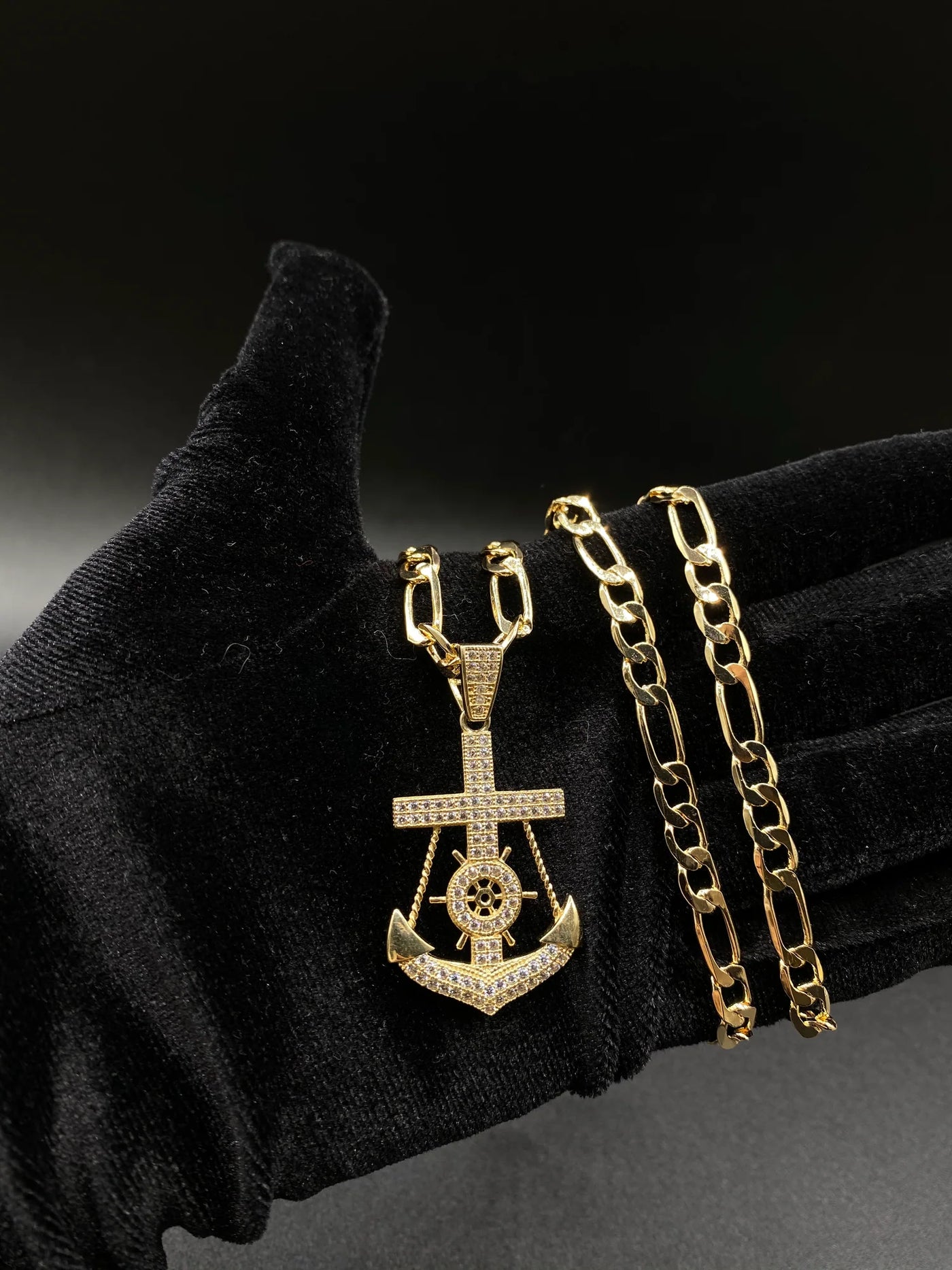 14k Gold Anchor Pendant or Chain set (BSP79)