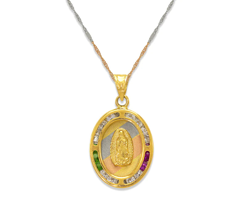 14k Gold 3 Tone Virgin Mary Pendant (pendant only)