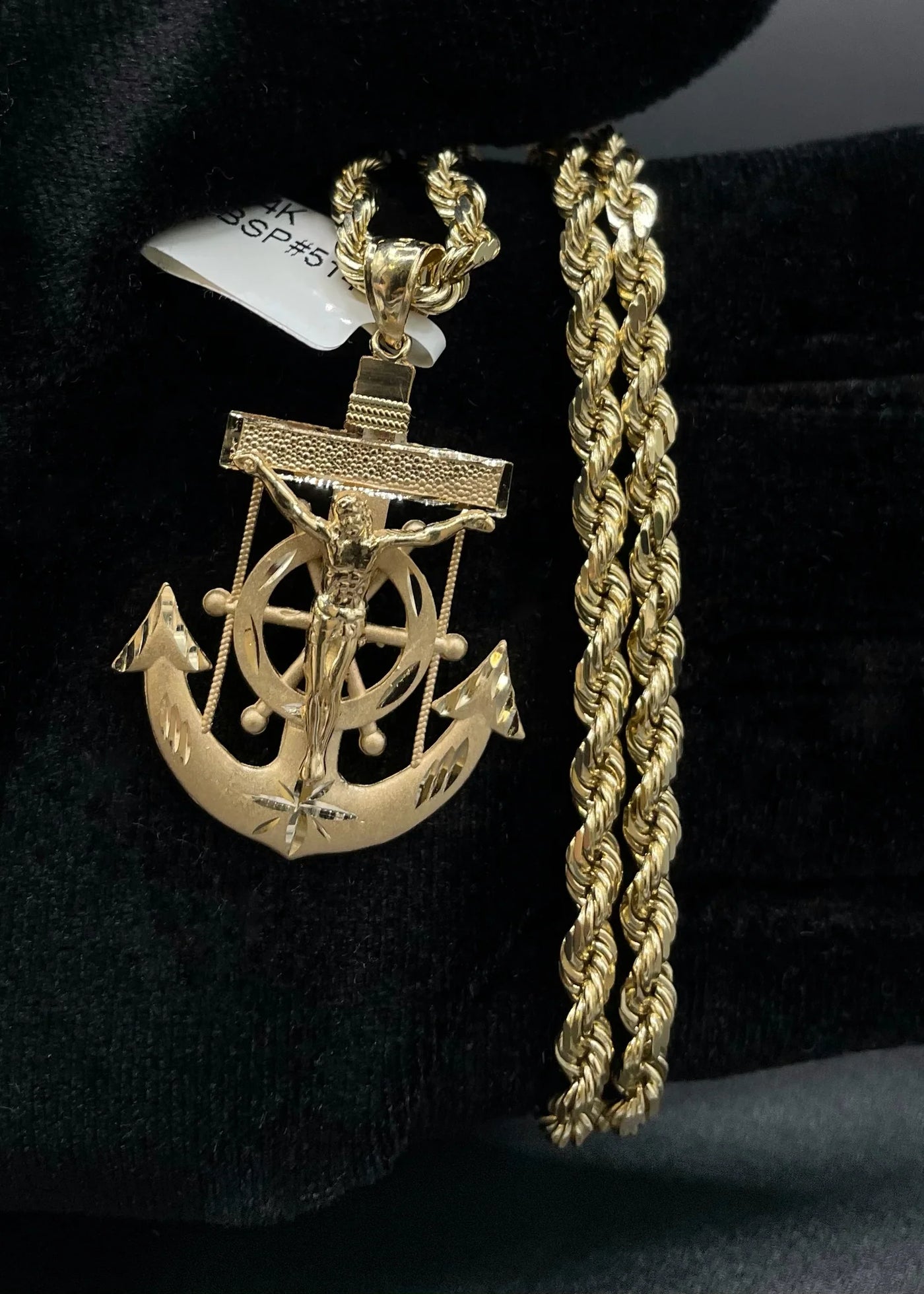 14k Gold Anchor Pendant or Chain set (BSP514)