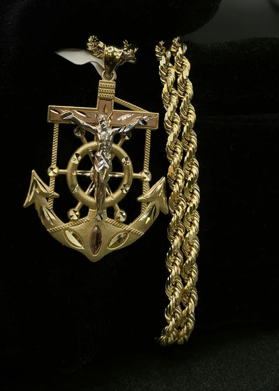 14k Gold Anchor Pendant or Chain set (BSP437)